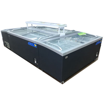 Curved Glass Island Seafood Meat Display Freezer