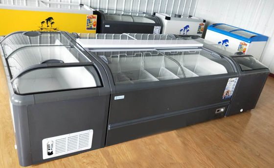 Curved Glass Island Seafood Meat Display Freezer